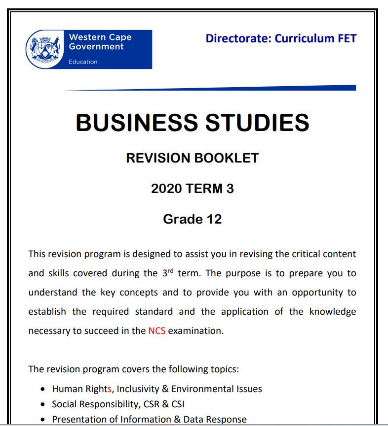 business studies research assignment term 3